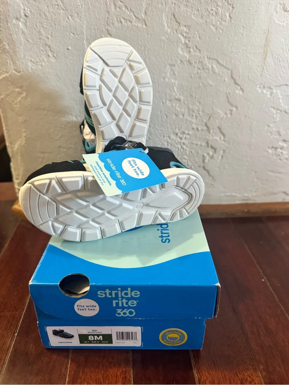 Stride Rite Kids' Black & Teal Active Sandals (little kid size 8M)